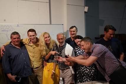 with sculptor carlos garcia lahos, actor ivan zavertayuk, architect sergey buravchenko in kiev, 2019